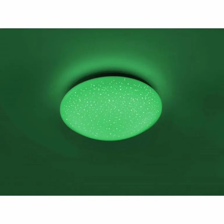 Plafonnier Leuchten-Direkt SKYLER LED Acier brossé, Blanc, 1 lumière, Télécommandes, Changeur de couleurs