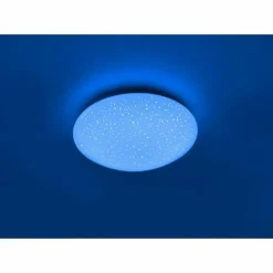 Plafonnier Leuchten-Direkt SKYLER LED Acier brossé, Blanc, 1 lumière, Télécommandes, Changeur de couleurs