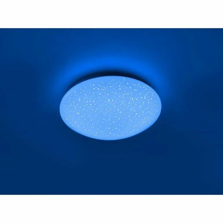 Plafonnier Leuchten-Direkt SKYLER LED Acier brossé, Blanc, 1 lumière, Télécommandes, Changeur de couleurs