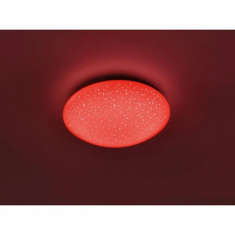 Plafonnier Leuchten-Direkt SKYLER LED Acier brossé, Blanc, 1 lumière, Télécommandes, Changeur de couleurs