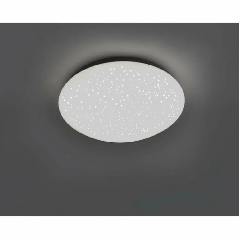Plafonnier Leuchten-Direkt SKYLER LED Acier brossé, Blanc, 1 lumière, Télécommandes, Changeur de couleurs