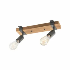 Plafonnier Leuchten-Direkt SLAT Brun, Bois foncé, 2 lumières