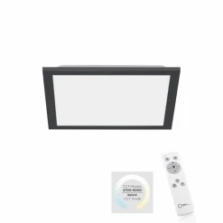 Plafonnier Leuchten-Direkt FLAT LED Noir, 1 lumière, Télécommandes