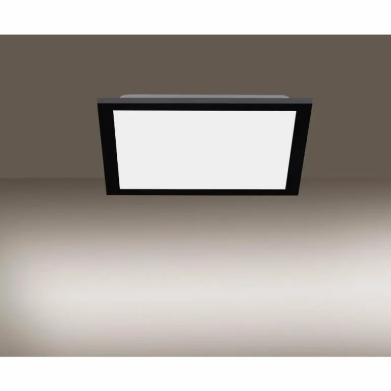 Plafonnier Leuchten-Direkt FLAT LED Noir, 1 lumière, Télécommandes