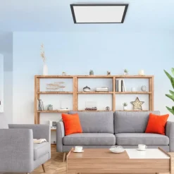 Plafonnier Leuchten-Direkt FLAT LED Noir, 1 lumière, Télécommandes