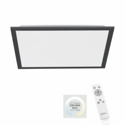 Plafonnier Leuchten-Direkt FLAT LED Noir, 1 lumière, Télécommandes
