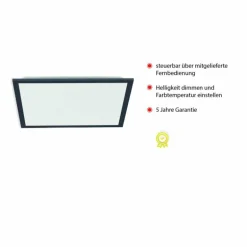 Plafonnier Leuchten-Direkt FLAT LED Noir, 1 lumière, Télécommandes