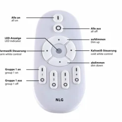 Plafonnier Leuchten-Direkt FLAT LED Blanc, 1 lumière, Télécommandes