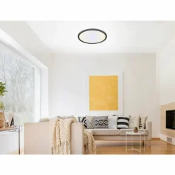 Plafonnier Leuchten-Direkt FLAT LED Noir, 1 lumière, Télécommandes