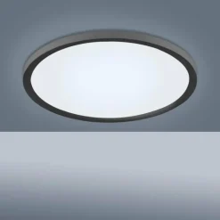 Plafonnier Leuchten-Direkt FLAT LED Noir, 1 lumière, Télécommandes