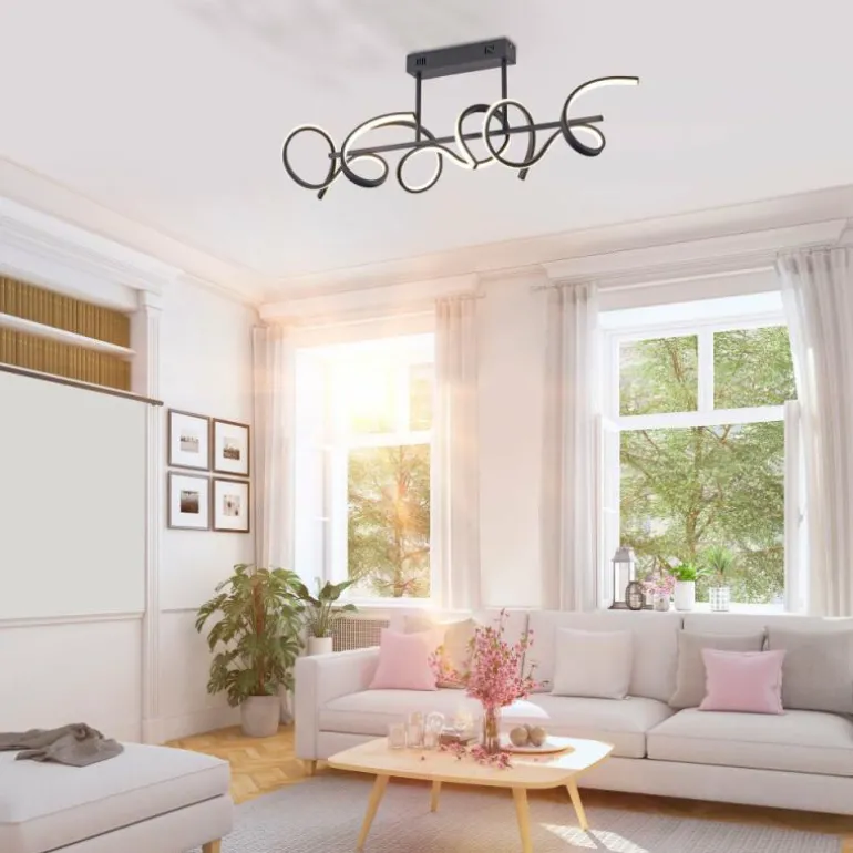 Plafonnier Leuchten-Direkt CURLS LED Noir, 3 lumières