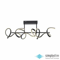 Plafonnier Leuchten-Direkt CURLS LED Noir, 3 lumières