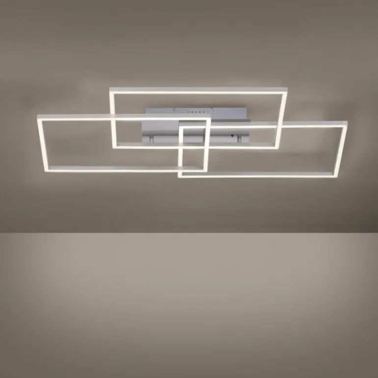 Plafonnier Leuchten-Direkt IVEN LED Nickel mat, 3 lumières, Télécommandes