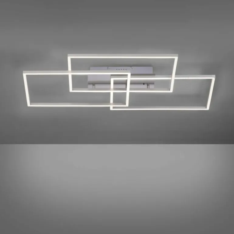 Plafonnier Leuchten-Direkt IVEN LED Nickel mat, 3 lumières, Télécommandes