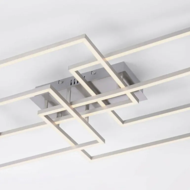 Plafonnier Leuchten-Direkt IVEN LED Nickel mat, 4 lumières, Télécommandes