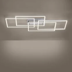 Plafonnier Leuchten-Direkt IVEN LED Nickel mat, 4 lumières, Télécommandes