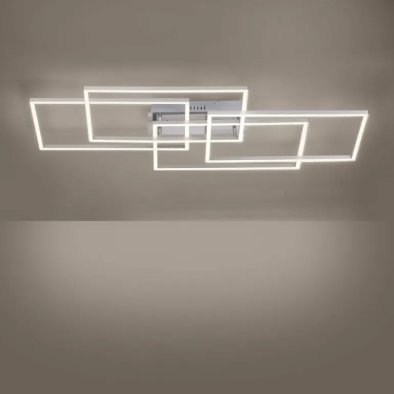 Plafonnier Leuchten-Direkt IVEN LED Nickel mat, 4 lumières, Télécommandes