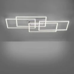 Plafonnier Leuchten-Direkt IVEN LED Nickel mat, 4 lumières, Télécommandes
