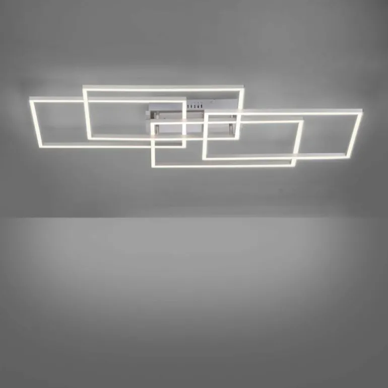 Plafonnier Leuchten-Direkt IVEN LED Nickel mat, 4 lumières, Télécommandes