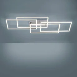 Plafonnier Leuchten-Direkt IVEN LED Nickel mat, 4 lumières, Télécommandes