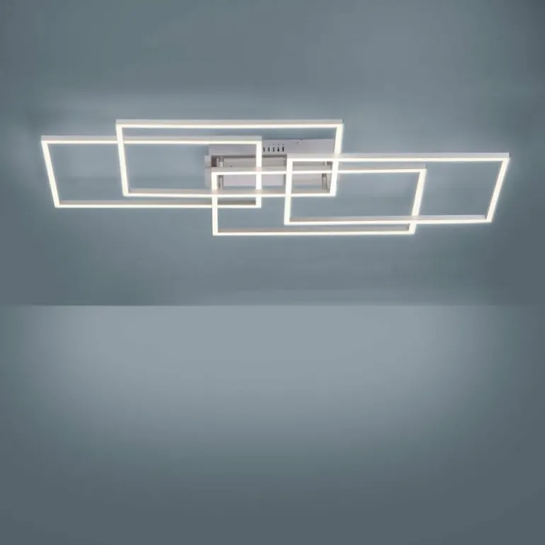 Plafonnier Leuchten-Direkt IVEN LED Nickel mat, 4 lumières, Télécommandes