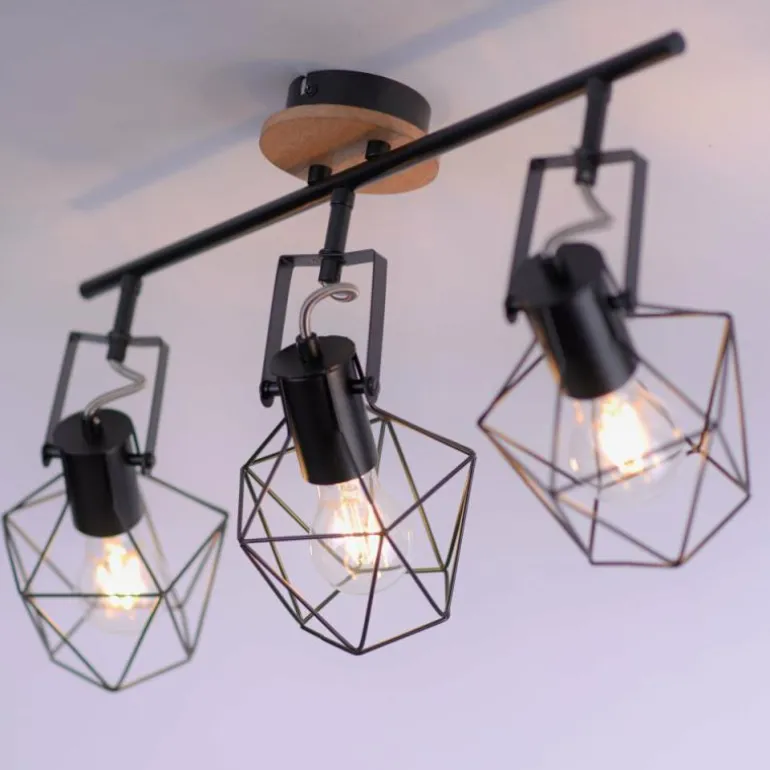 Plafonnier Leuchten-Direkt JARO Bois clair, 3 lumières