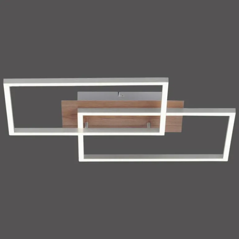 Plafonnier Leuchten-Direkt IVEN LED Bois clair, 2 lumières, Télécommandes