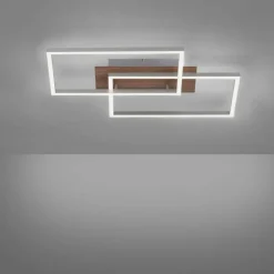 Plafonnier Leuchten-Direkt IVEN LED Bois clair, 2 lumières, Télécommandes