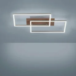 Plafonnier Leuchten-Direkt IVEN LED Bois clair, 2 lumières, Télécommandes