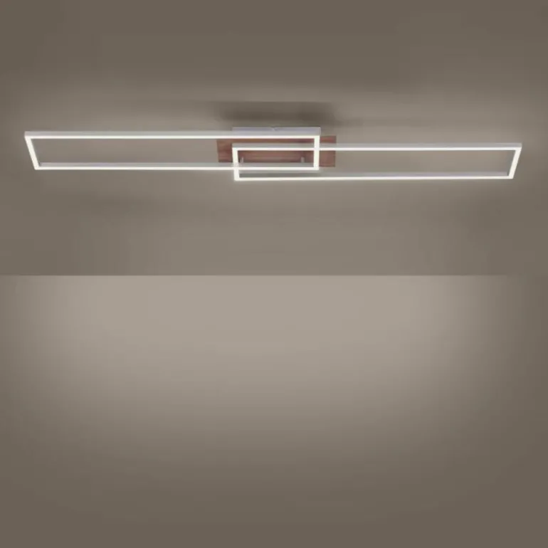 Plafonnier Leuchten-Direkt IVEN LED Bois clair, 2 lumières, Télécommandes