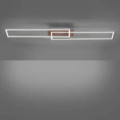 Plafonnier Leuchten-Direkt IVEN LED Bois clair, 2 lumières, Télécommandes