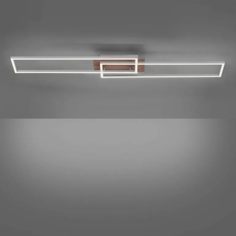 Plafonnier Leuchten-Direkt IVEN LED Bois clair, 2 lumières, Télécommandes