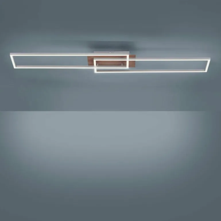 Plafonnier Leuchten-Direkt IVEN LED Bois clair, 2 lumières, Télécommandes