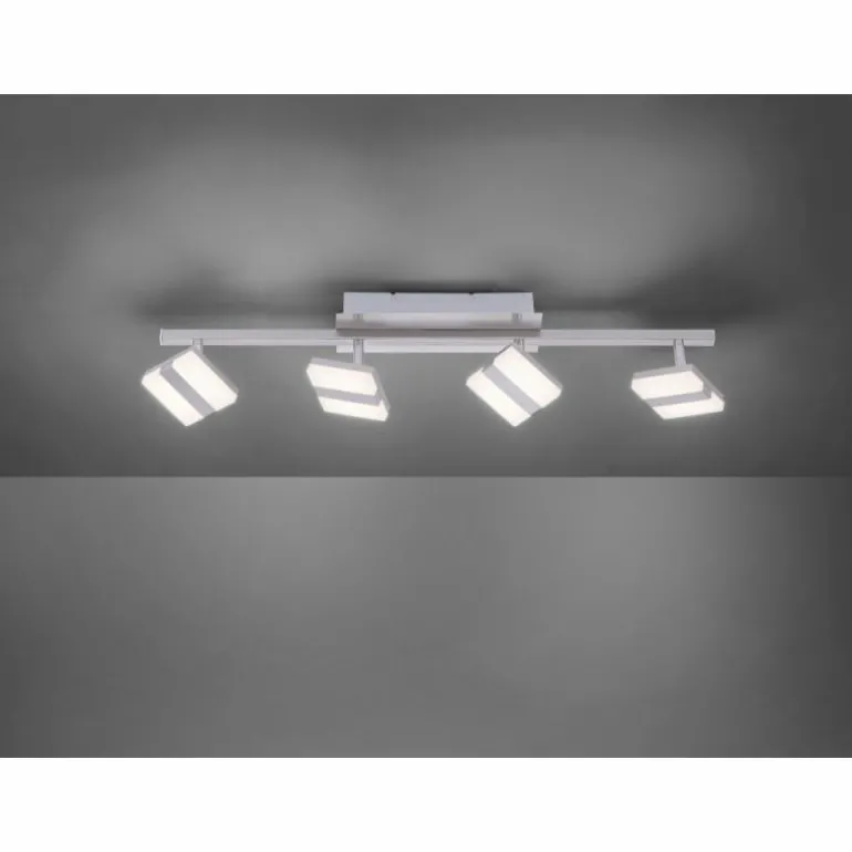 Plafonnier Leuchten-Direkt LOLAsmart-SABI LED Nickel mat, 4 lumières, Télécommandes, Changeur de couleurs
