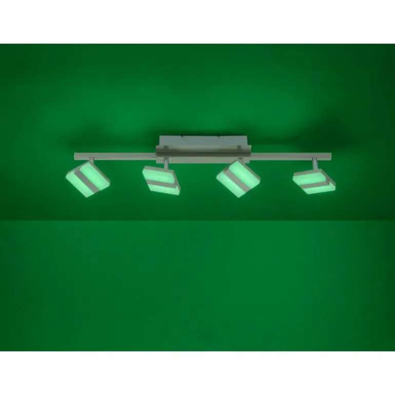 Plafonnier Leuchten-Direkt LOLAsmart-SABI LED Nickel mat, 4 lumières, Télécommandes, Changeur de couleurs