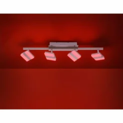 Plafonnier Leuchten-Direkt LOLAsmart-SABI LED Nickel mat, 4 lumières, Télécommandes, Changeur de couleurs