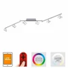 Plafonnier Leuchten-Direkt SABI LED Nickel mat, 6 lumières, Télécommandes, Changeur de couleurs