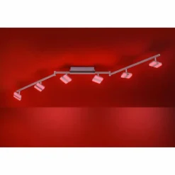 Plafonnier Leuchten-Direkt SABI LED Nickel mat, 6 lumières, Télécommandes, Changeur de couleurs