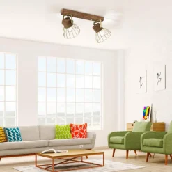 Plafonnier Leuchten-Direkt ALAMI Bois foncé, 2 lumières