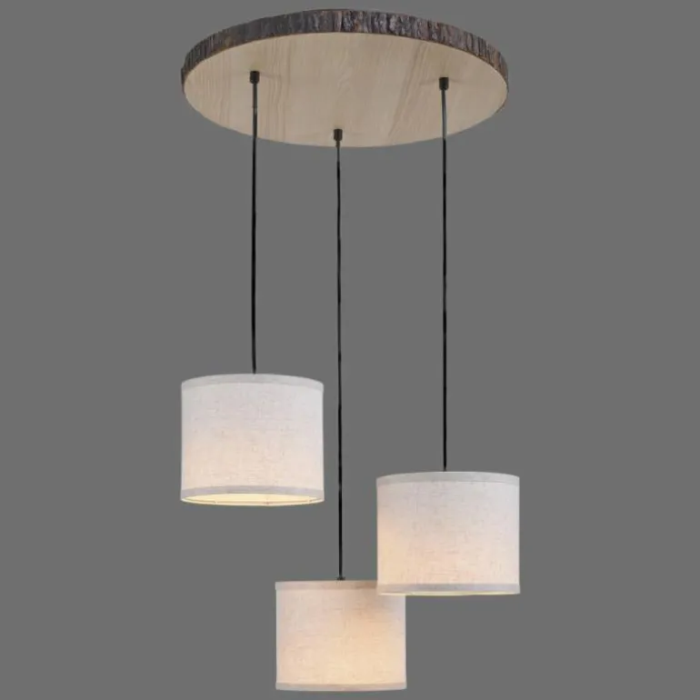 Plafonnier Leuchten-Direkt BARK Écru, Noir, 3 lumières