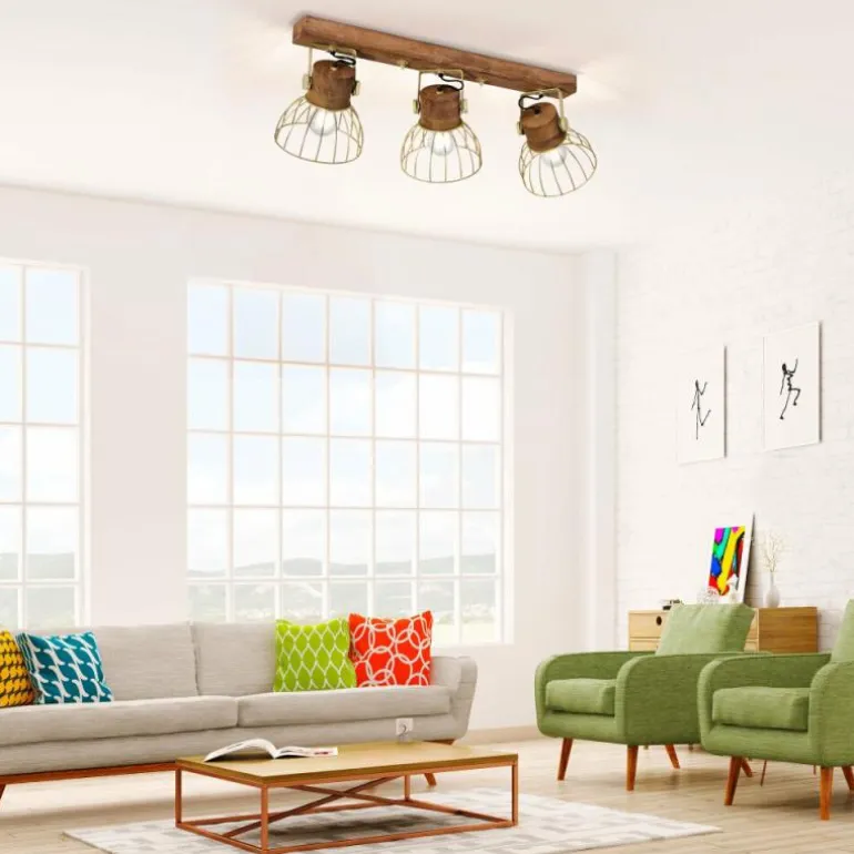 Plafonnier Leuchten-Direkt ALAMI Bois foncé, 3 lumières