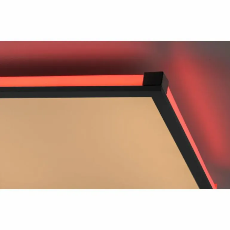 Plafonnier Leuchten-Direkt MARIO LED Noir, 1 lumière, Télécommandes, Changeur de couleurs