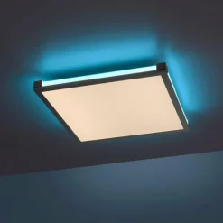 Plafonnier Leuchten-Direkt MARIO LED Noir, 1 lumière, Télécommandes, Changeur de couleurs