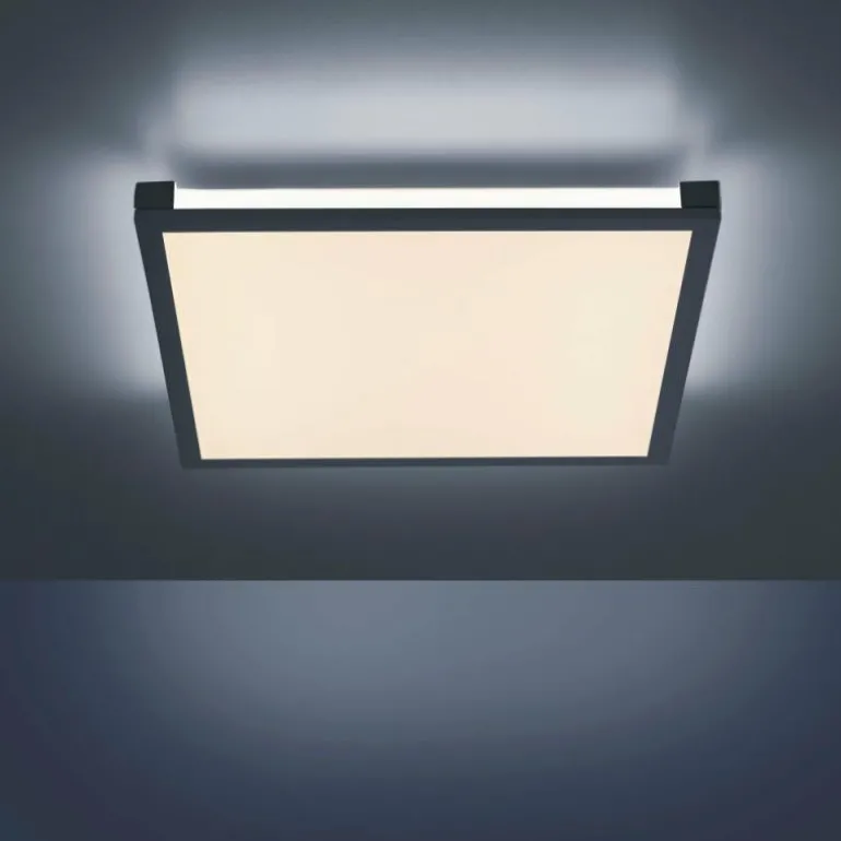 Plafonnier Leuchten-Direkt MARIO LED Noir, 1 lumière, Télécommandes, Changeur de couleurs