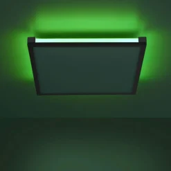 Plafonnier Leuchten-Direkt MARIO LED Noir, 1 lumière, Télécommandes, Changeur de couleurs