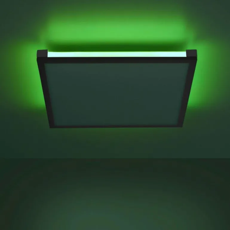 Plafonnier Leuchten-Direkt MARIO LED Noir, 1 lumière, Télécommandes, Changeur de couleurs