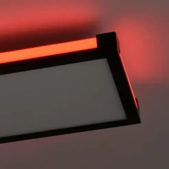 Plafonnier Leuchten-Direkt MARIO LED Noir, 1 lumière, Télécommandes, Changeur de couleurs