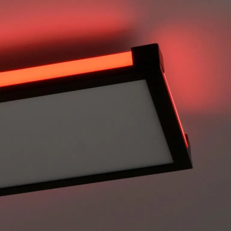 Plafonnier Leuchten-Direkt MARIO LED Noir, 1 lumière, Télécommandes, Changeur de couleurs