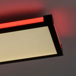 Plafonnier Leuchten-Direkt MARIO LED Noir, 1 lumière, Télécommandes, Changeur de couleurs