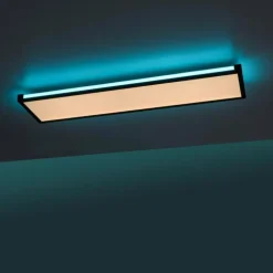 Plafonnier Leuchten-Direkt MARIO LED Noir, 1 lumière, Télécommandes, Changeur de couleurs